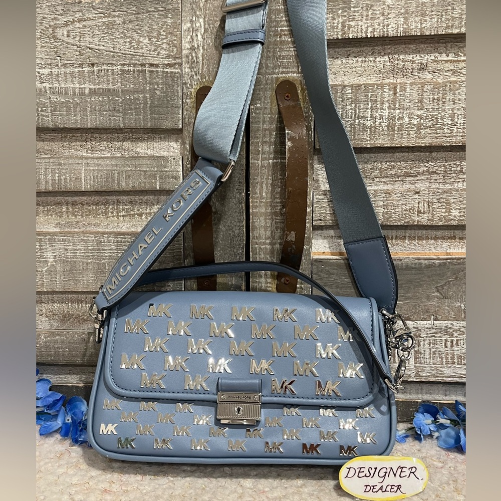 MICHAEL KORS Bradshaw Small Embellished Convertible Shoulder Bag Chambray